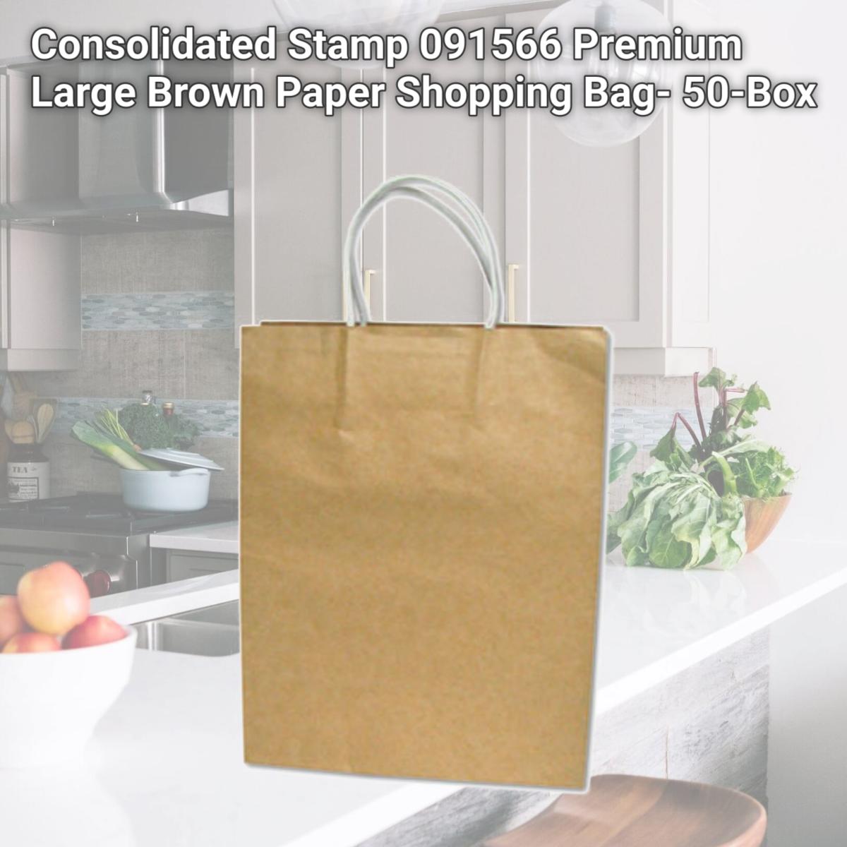 Picture of Consolidated Stamp 091566 Premium Large Brown Paper Shopping Bag- 50-Box