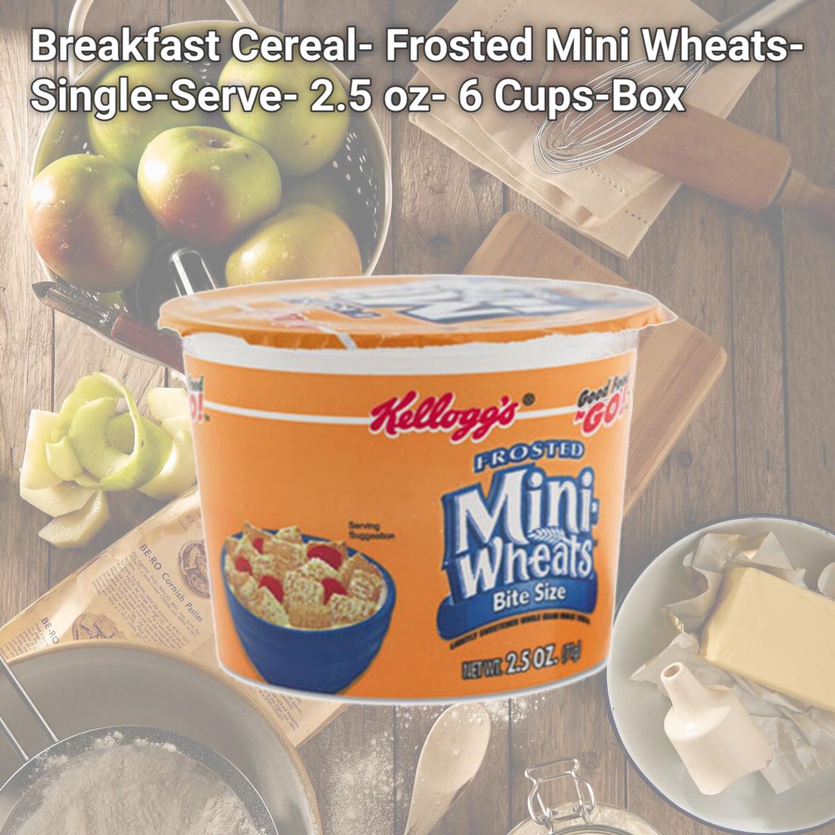 Picture of Keebler 42799 Breakfast Cereal- Frosted Mini Wheats- Single-Serve- 2.5 oz- 6 Cups-Box
