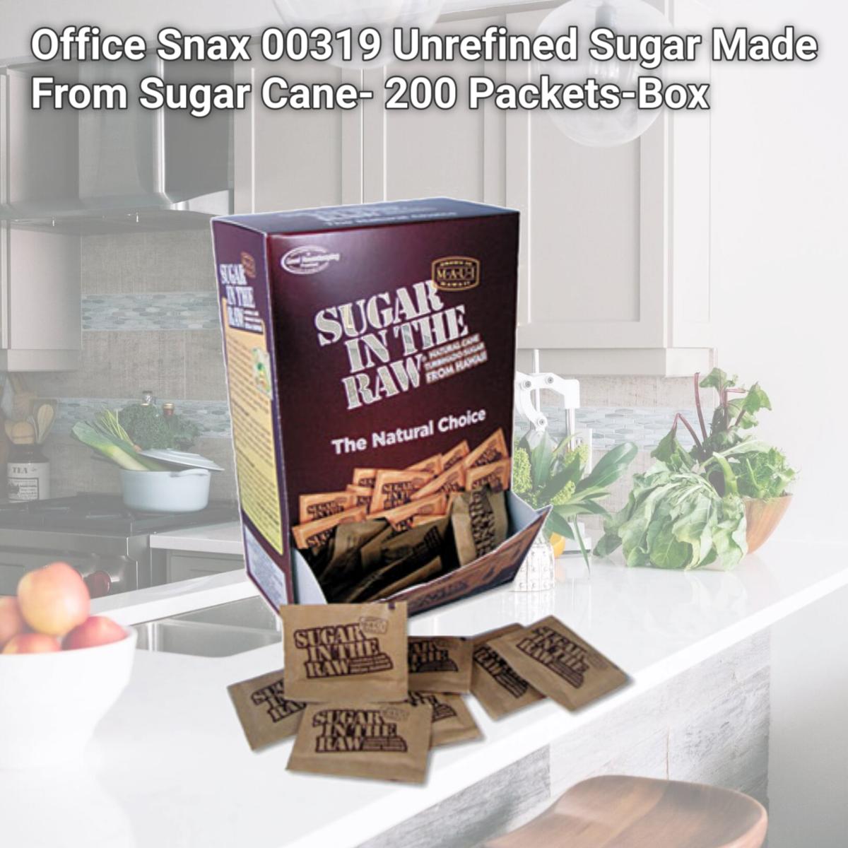 Picture of Office Snax 00319 Unrefined Sugar Made From Sugar Cane- 200 Packets-Box