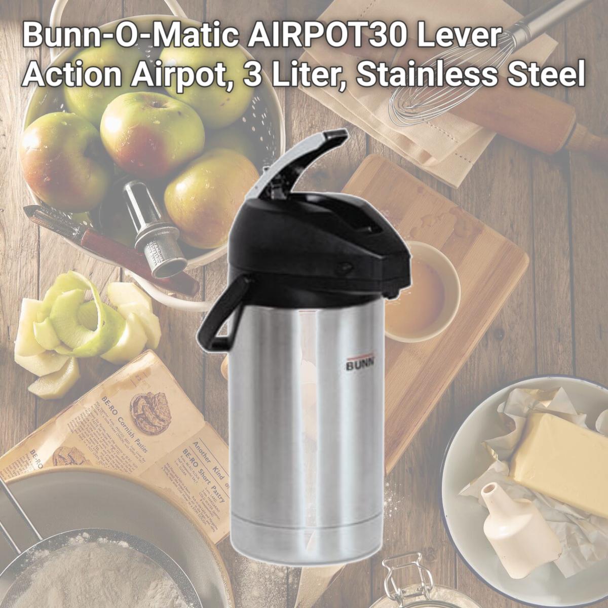 Picture of Bunn-O-Matic AIRPOT30 Lever Action Airpot, 3 Liter, Stainless Steel