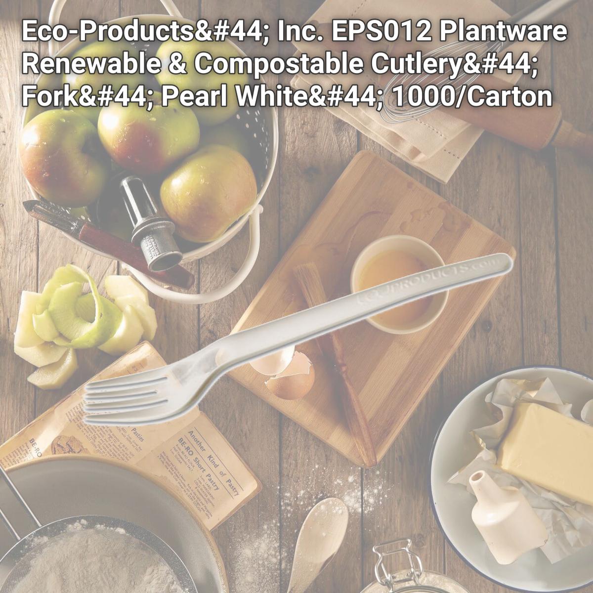 Picture of Eco-Products, Inc. EPS012 Plantware Renewable & Compostable Cutlery, Fork, Pearl White, 1000/Carton