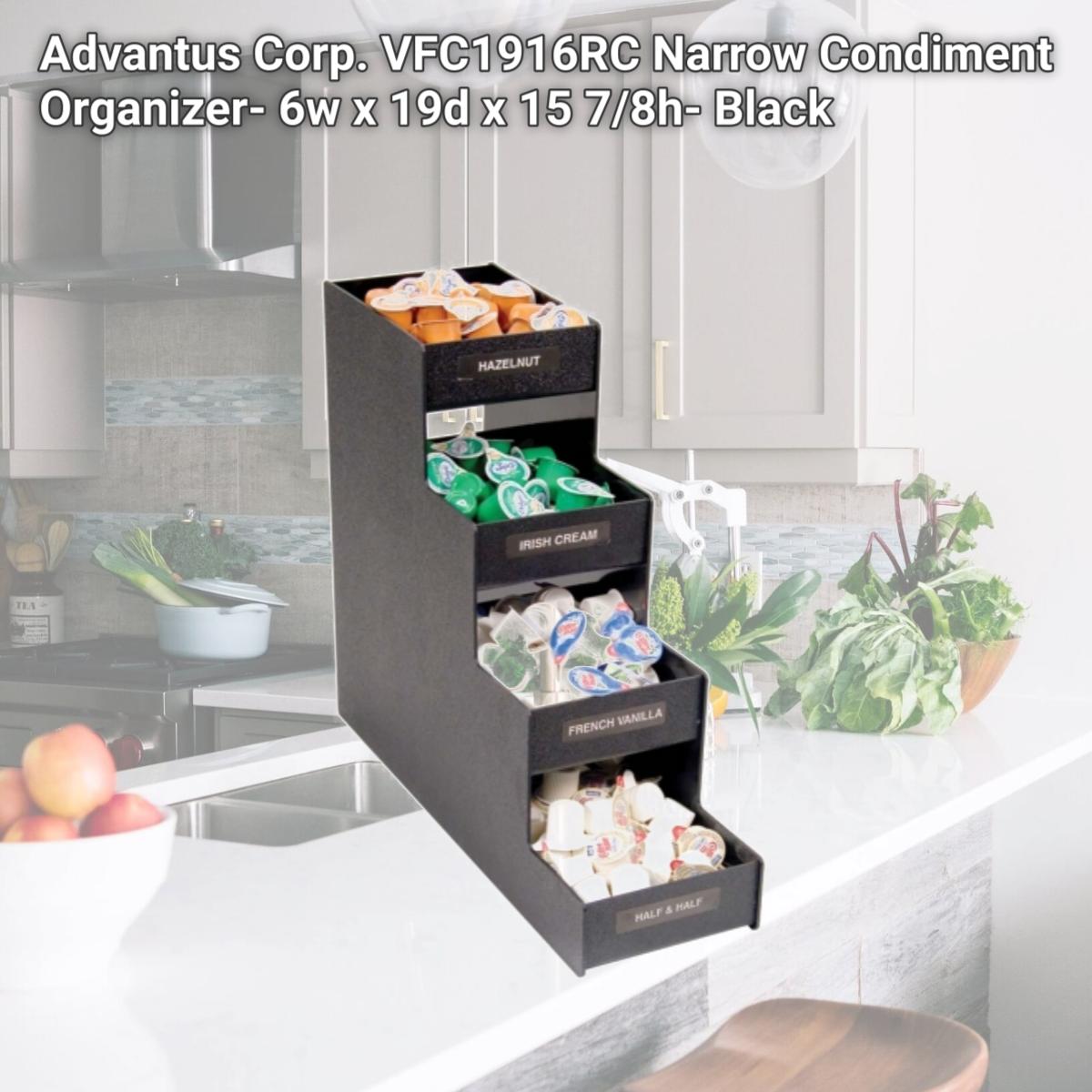 Picture of Advantus Corp. VFC1916RC Narrow Condiment Organizer- 6w x 19d x 15 7/8h- Black