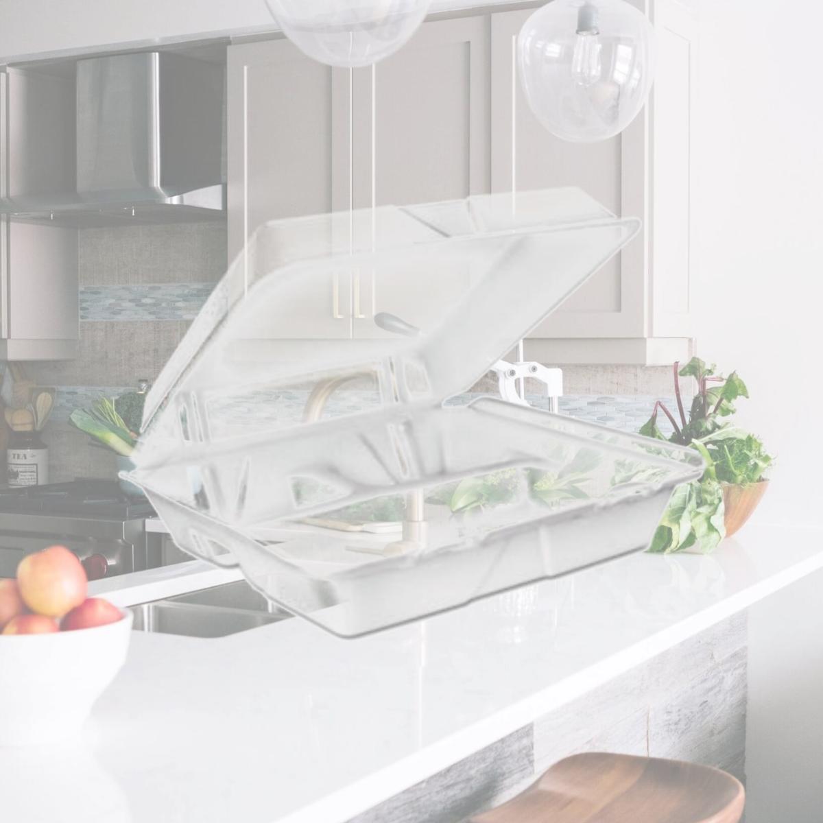 Picture of Dart DCC90HT3R Large Foam Carryout Food Container- 3-Compartment - White