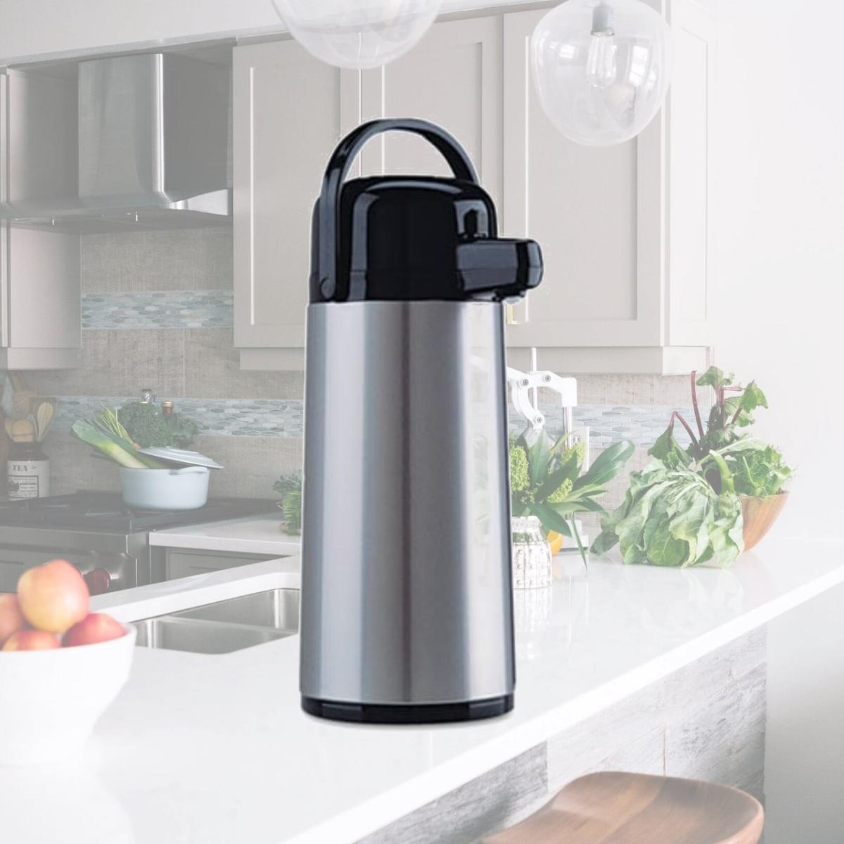 Picture of Coffee Pro CPAP22 Direct Brew-Serve Insulated Airpot with Carry Handle  2.2 L  Stainless Steel