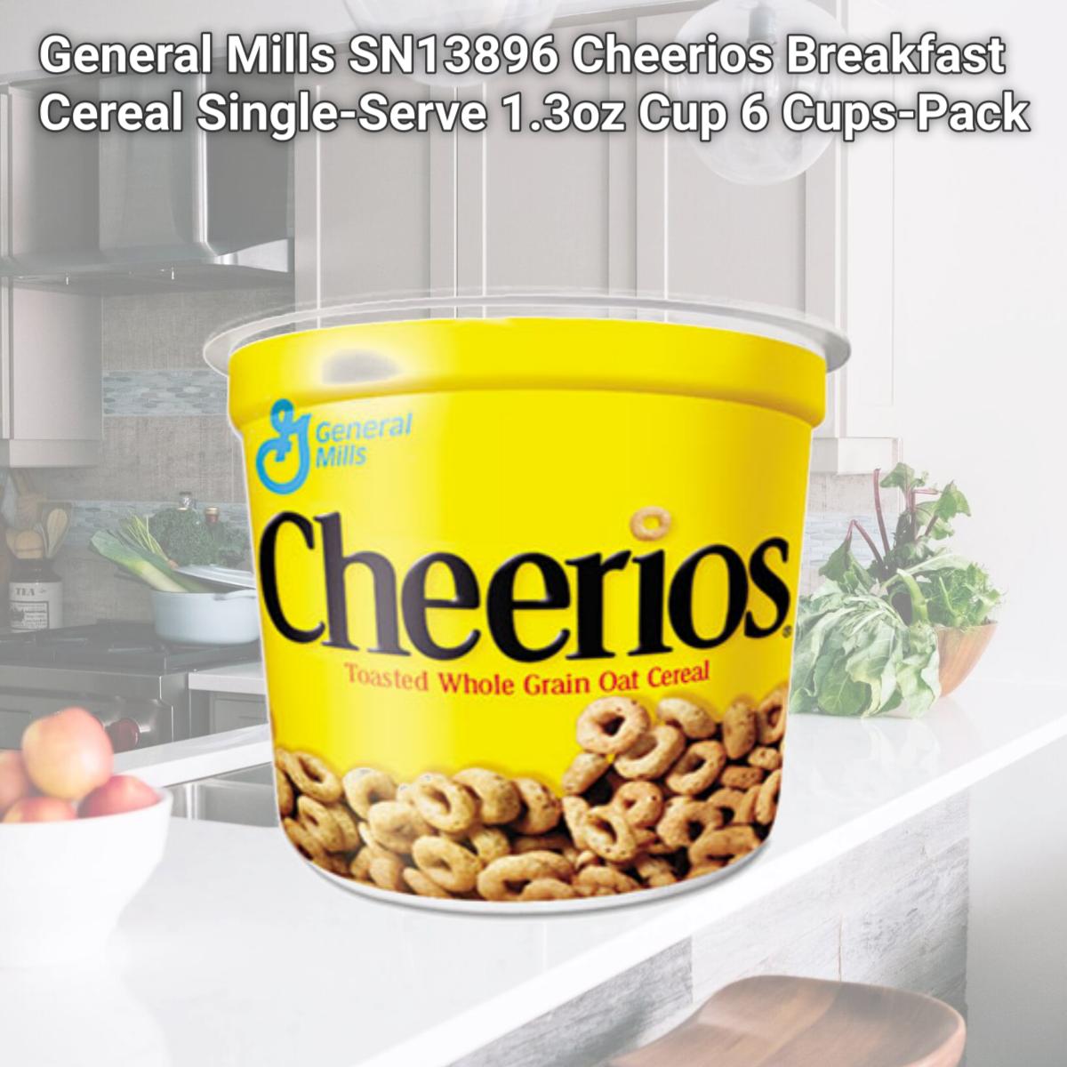Picture of General Mills SN13896 Cheerios Breakfast Cereal  Single-Serve 1.3oz Cup  6 Cups-Pack