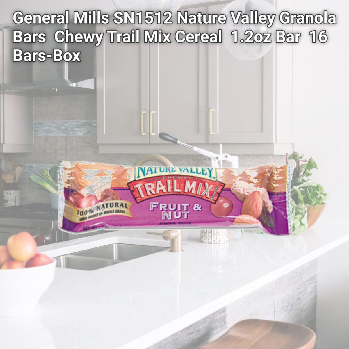 Picture of General Mills SN1512 Nature Valley Granola Bars  Chewy Trail Mix Cereal  1.2oz Bar  16 Bars-Box