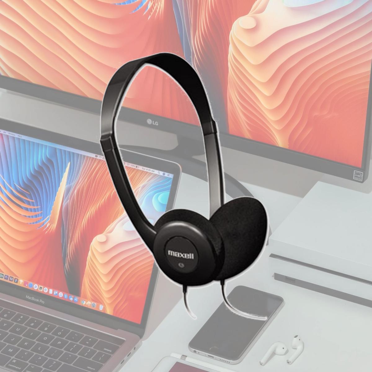 Picture of Maxell 190319 HP-100 Headphones  Black