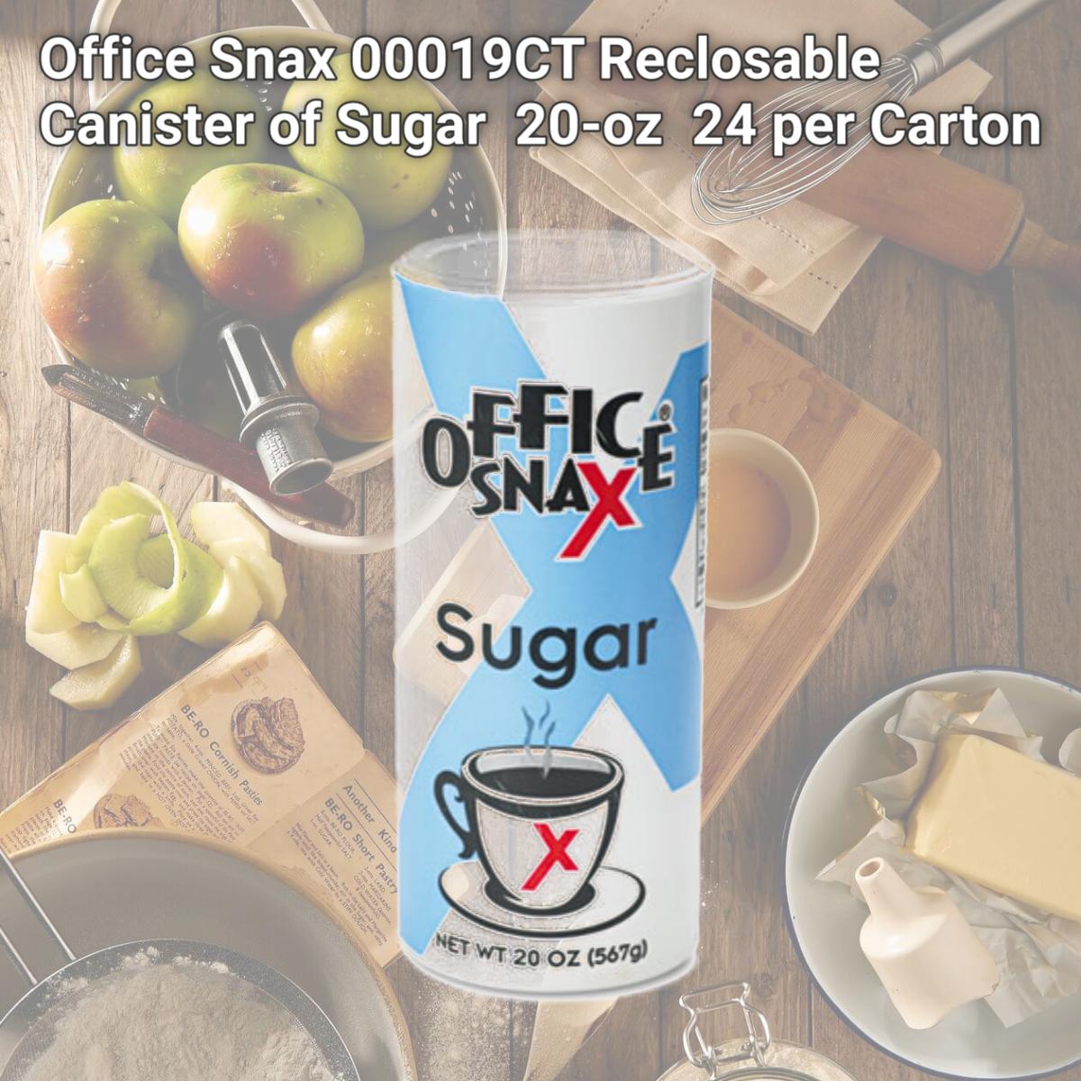 Picture of Office Snax 00019CT Reclosable Canister of Sugar  20-oz  24 per Carton