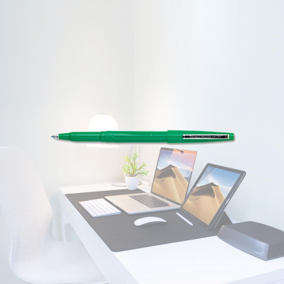 Picture of Pentel R100D Rolling Writer Roller Ball Capped Pen  Green Ink  Medium  Dozen