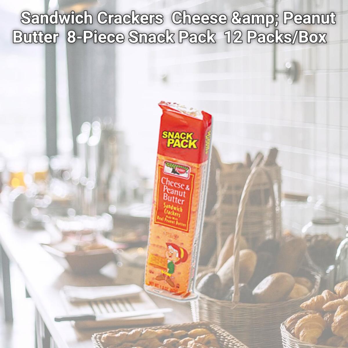 Picture of Keebler 21165 Sandwich Crackers  Cheese &amp; Peanut Butter  8-Piece Snack Pack  12 Packs/Box