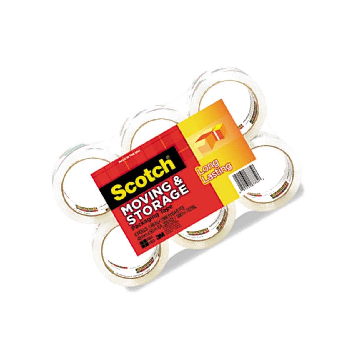 Picture of 3M 36506 Moving &amp; Storage Tape  1.88'' x 54.6 yards  3'' Core  Clear  6 Rolls/Pack