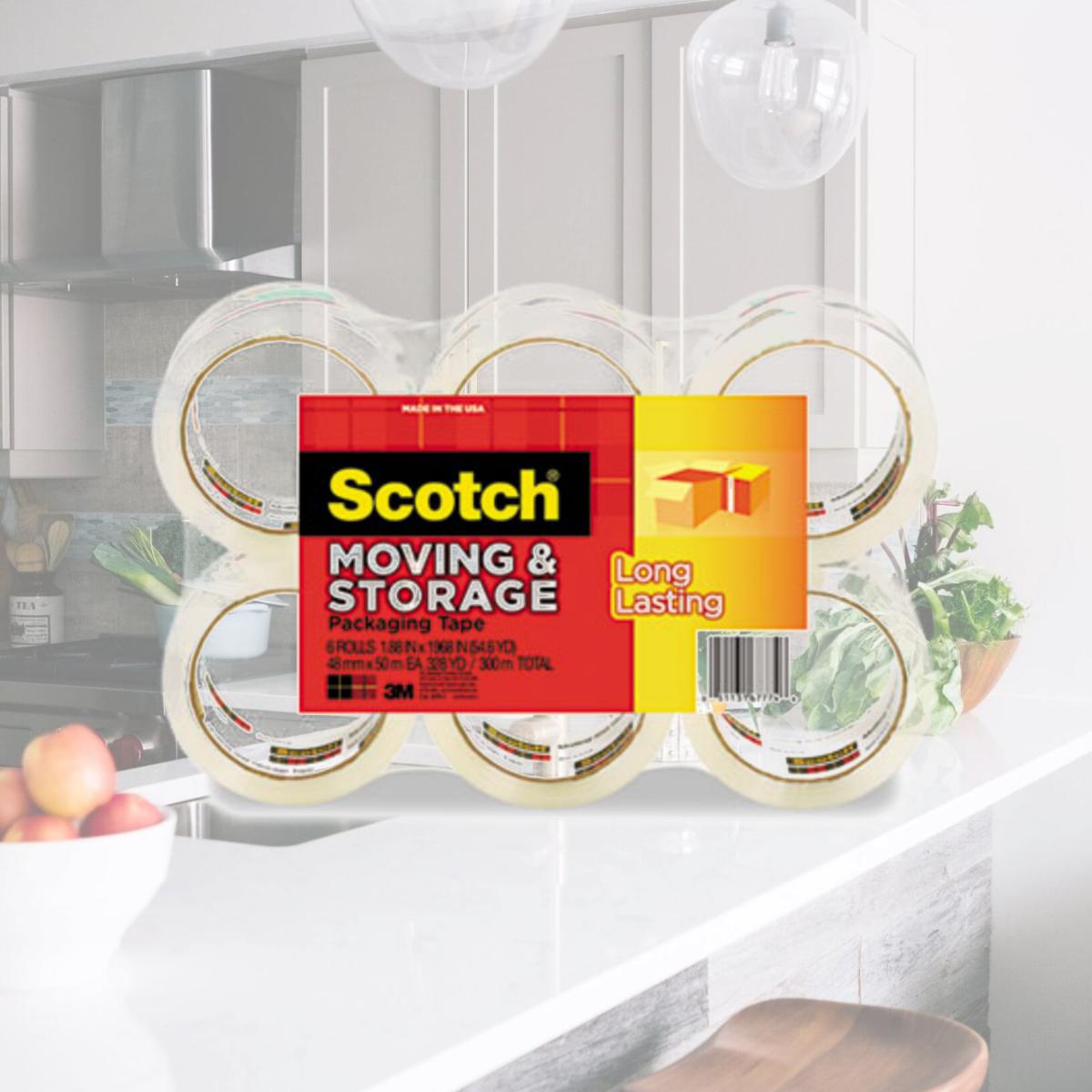 Picture of 3M 36506 Moving &amp; Storage Tape  1.88'' x 54.6 yards  3'' Core  Clear  6 Rolls/Pack