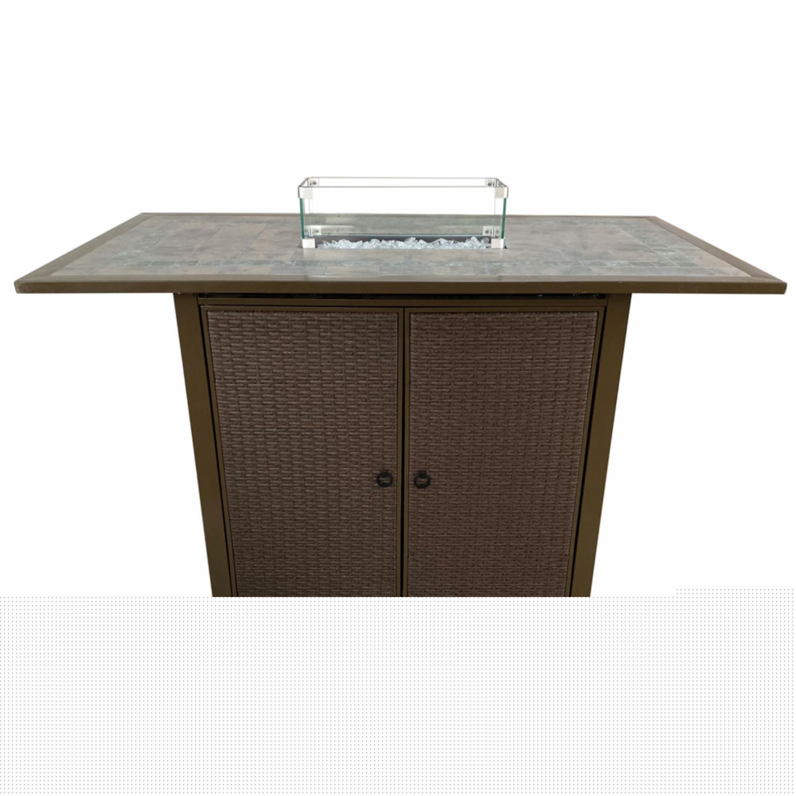 AZ Patio Heaters Rectangular Bar Height Tile Top Fire Pit with Wind Screen