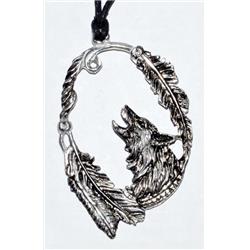 Awolf 3.25 In. Wolf With Feathers Amulet