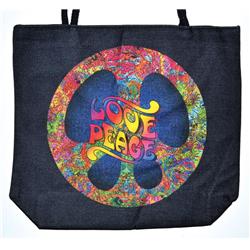 Rb2950 14 X 16 In. Love Peace Jute Tote Bag