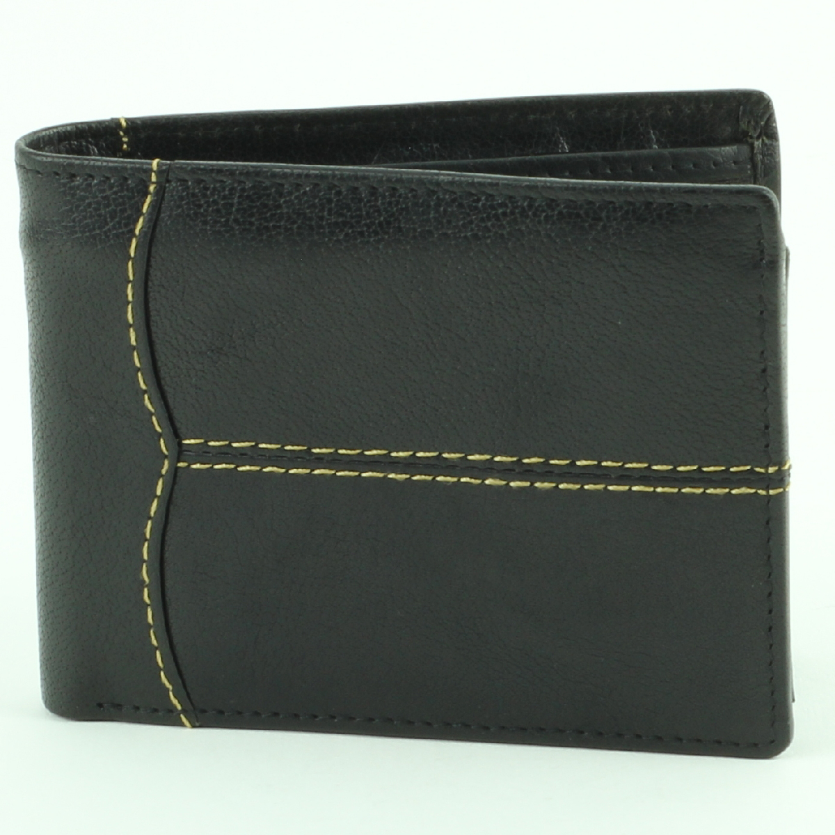 1731BK Bifold Rodeo Whip Stitch Small Leather Wallet for Men - Black
