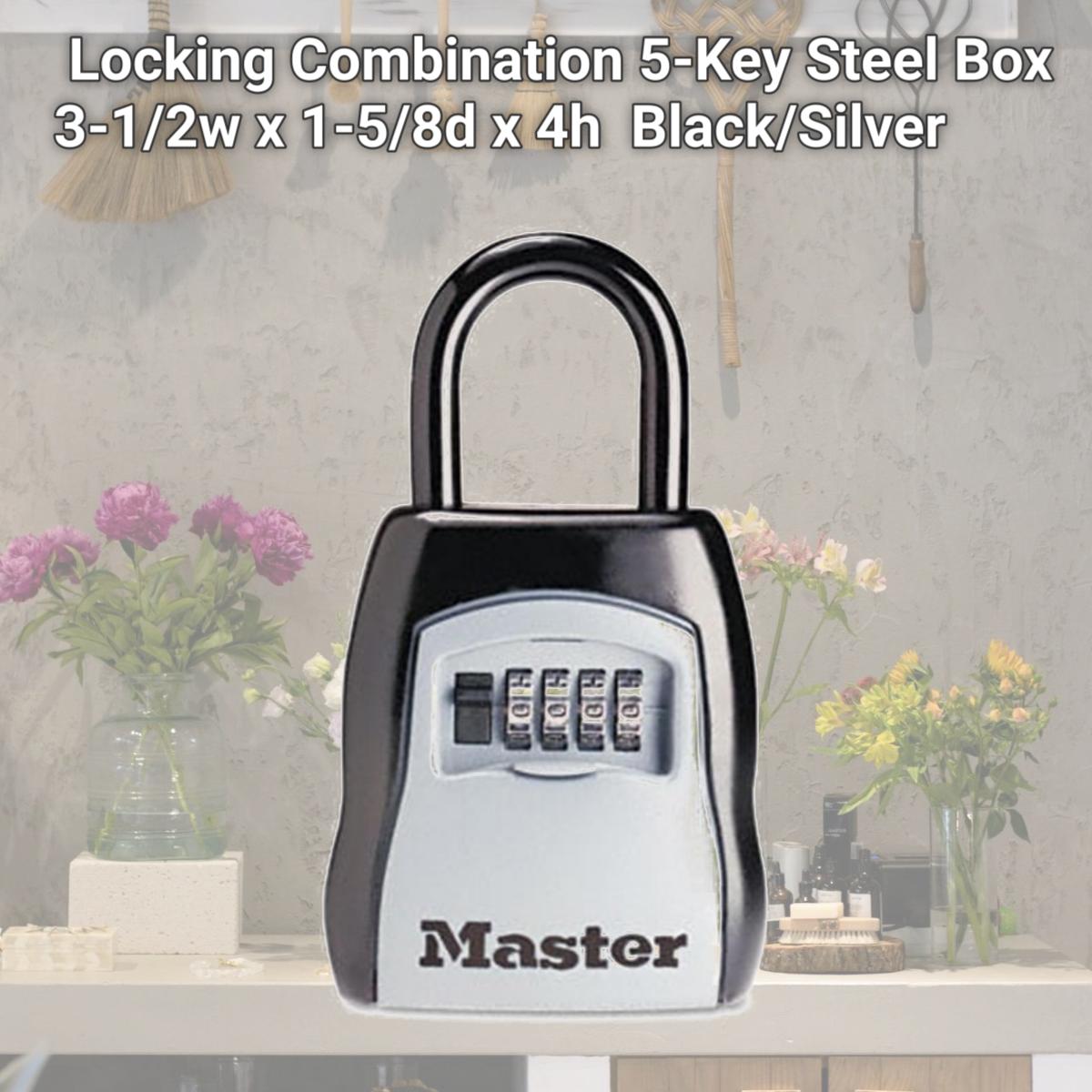 Picture of Master Lock 5400D Locking Combination 5-Key Steel Box  3-1/2w x 1-5/8d x 4h  Black/Silver