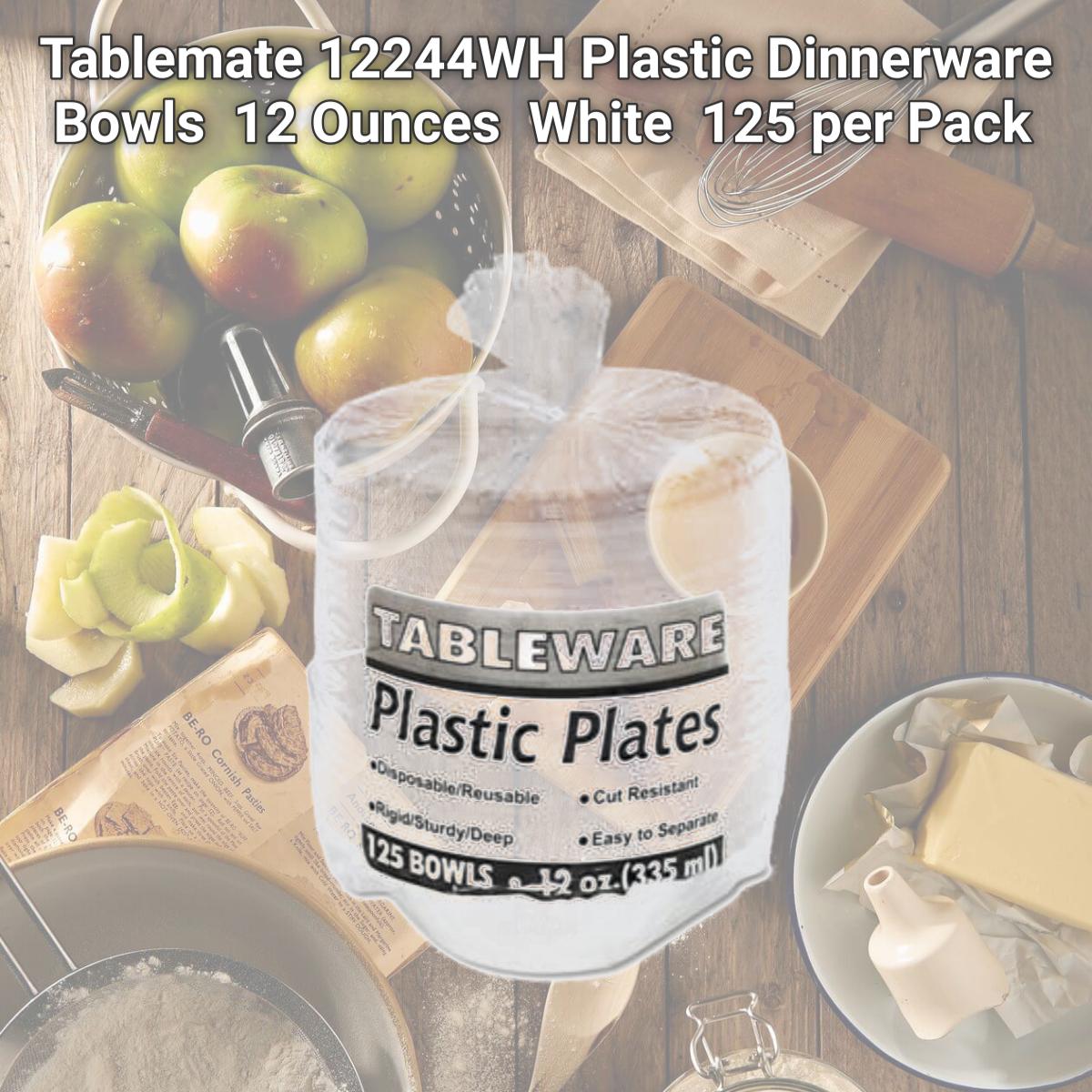 Picture of Tablemate 12244WH Plastic Dinnerware  Bowls  12 Ounces  White  125 per Pack