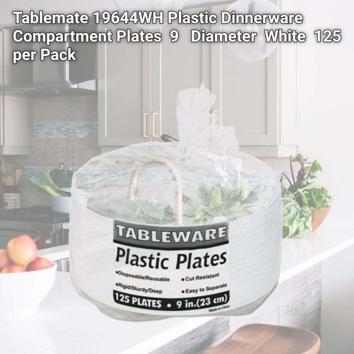 Picture of Tablemate 19644WH Plastic Dinnerware  Compartment Plates  9   Diameter  White  125 per Pack