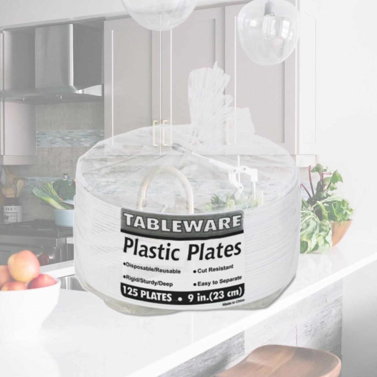 Picture of Tablemate 19644WH Plastic Dinnerware  Compartment Plates  9   Diameter  White  125 per Pack