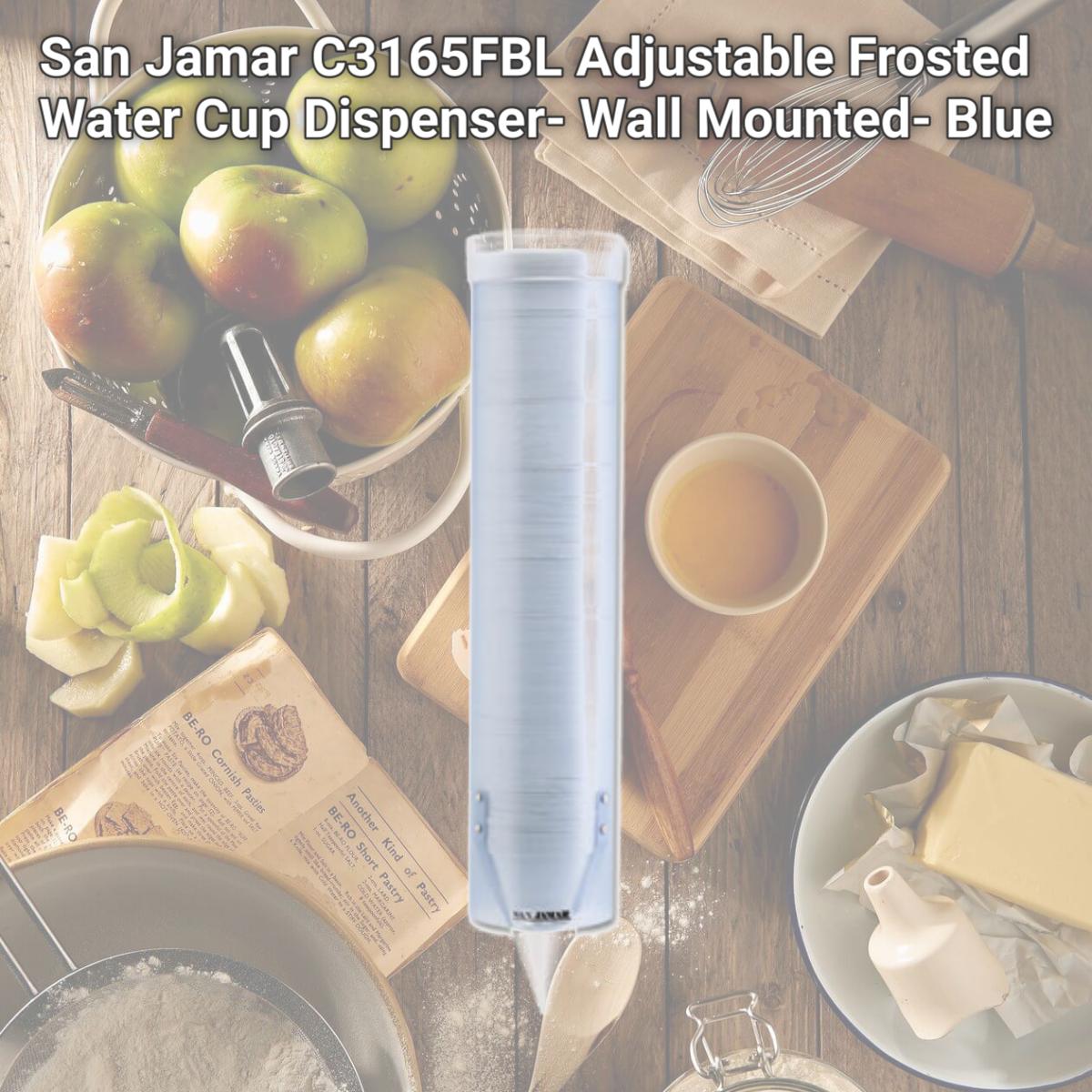 Picture of San Jamar C3165FBL Adjustable Frosted Water Cup Dispenser- Wall Mounted- Blue