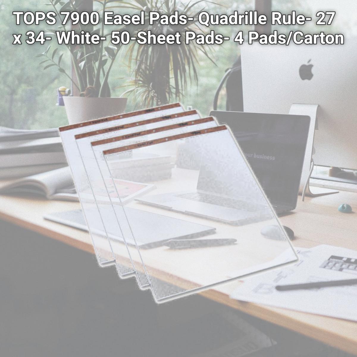 Picture of TOPS 7900 Easel Pads- Quadrille Rule- 27 x 34- White- 50-Sheet Pads- 4 Pads/Carton