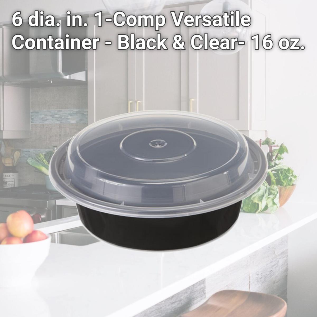 Picture of Pct NC718B 6 dia. in. 1-Comp Versatile Container - Black & Clear- 16 oz.