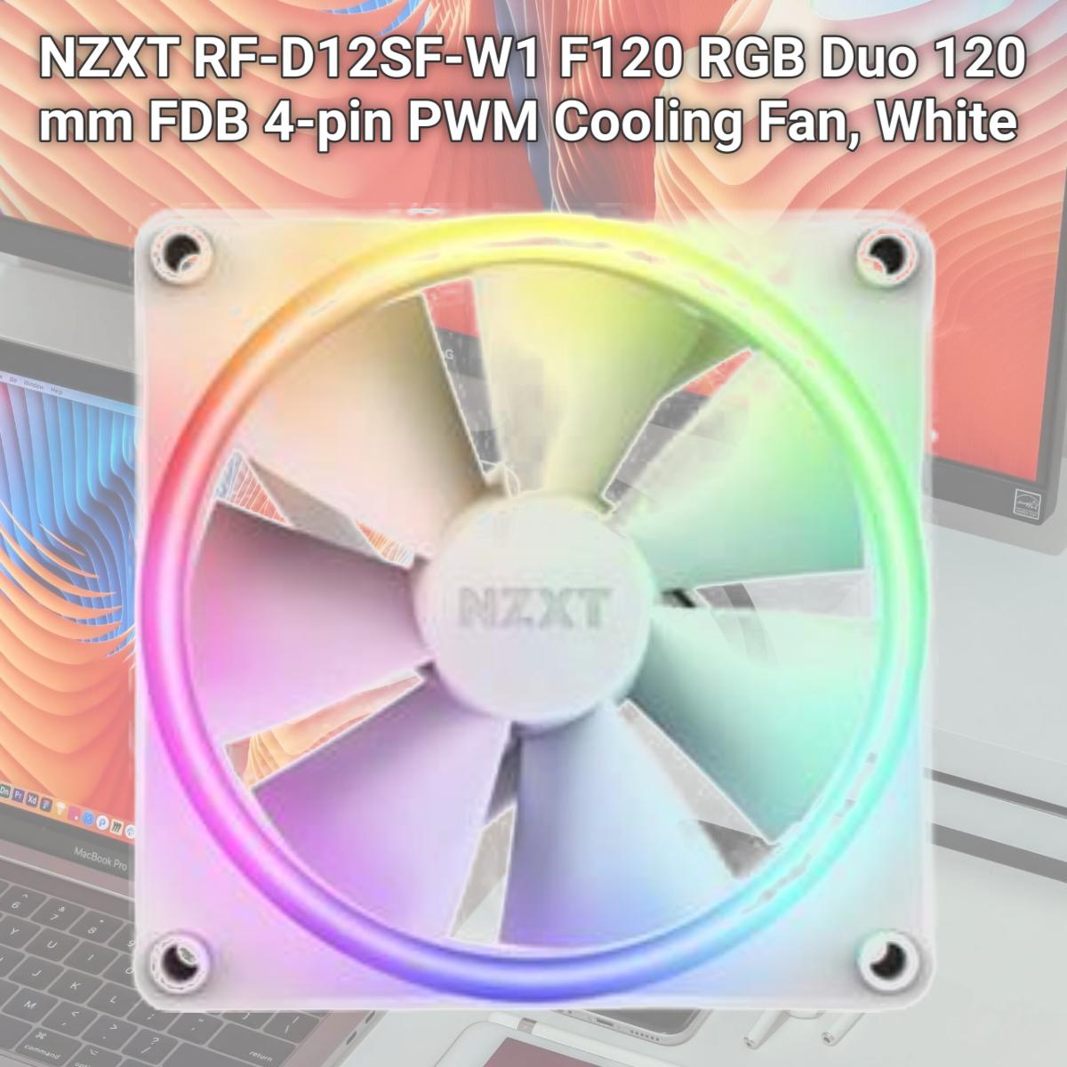 Picture of NZXT RF-D12SF-W1 F120 RGB Duo 120 mm FDB 4-pin PWM Cooling Fan, White