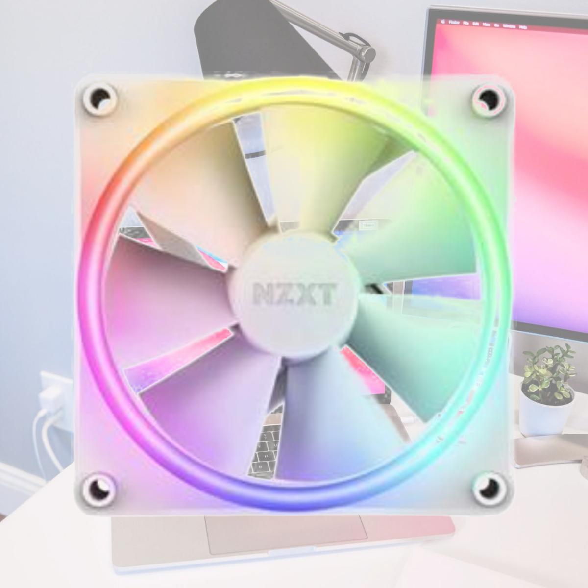 Picture of NZXT RF-D12SF-W1 F120 RGB Duo 120 mm FDB 4-pin PWM Cooling Fan, White
