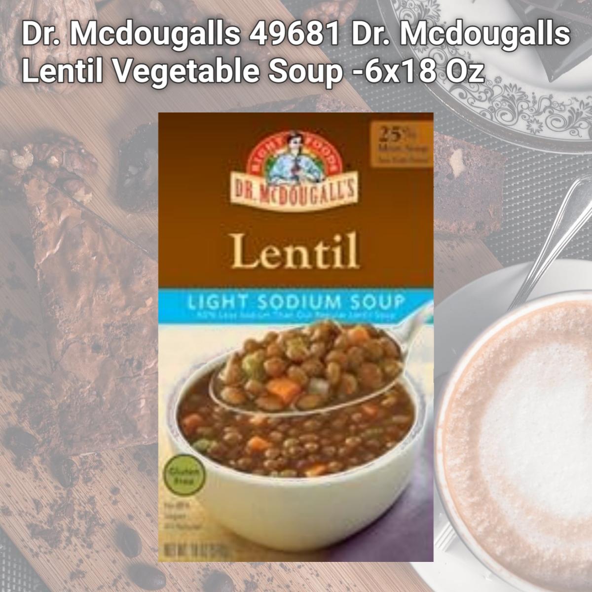 Picture of Dr. Mcdougalls 49681 Dr. Mcdougalls Lentil Vegetable Soup -6x18 Oz