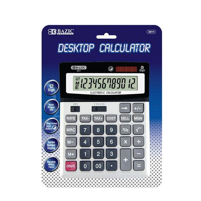 Bazic 3011 12-digit Desktop Calculator W/ Profit Calculation & Tax Functions Pack Of 12