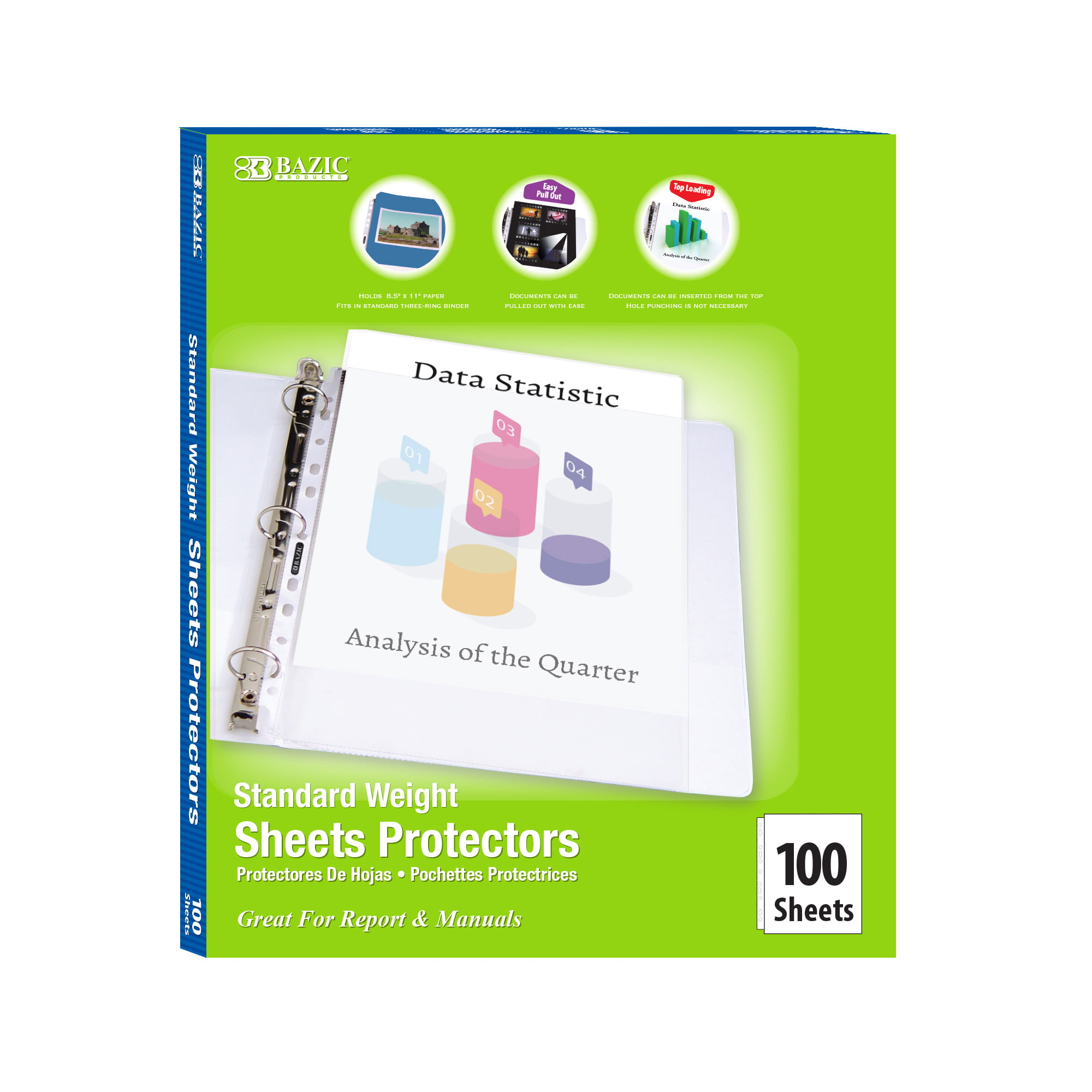 Bazic 2131 Standard Weight Top Loading Sheet Protectors - 100 Per Box