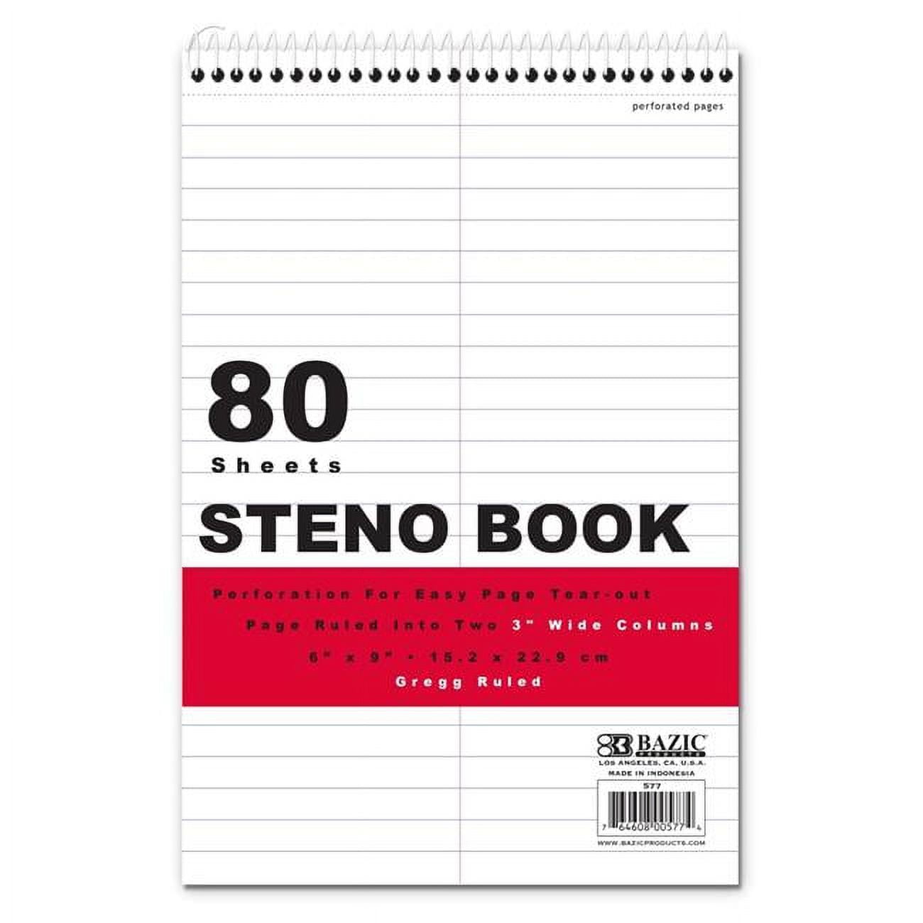 577 6 X 9 In. 80 Sheets White Paper Gregg Ruled Steno Book, Case Of 48