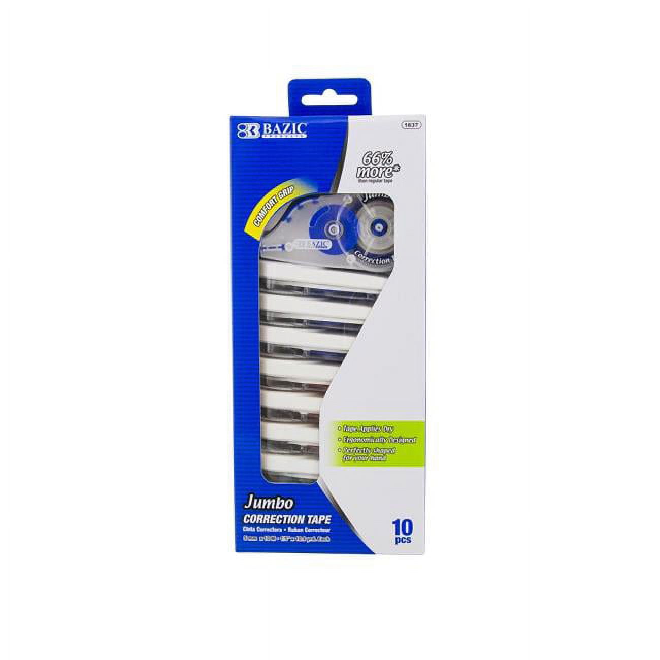 1637 5 Mm X 394 In. Jumbo Correction Tape With Grip, Pack Of 10 - Case Of 12