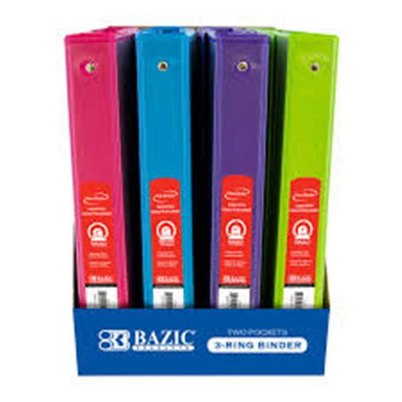 3136 1 In. Assorted Neon Color 3-ring View Binder With 2-pockets & Pdq, Case Of 24
