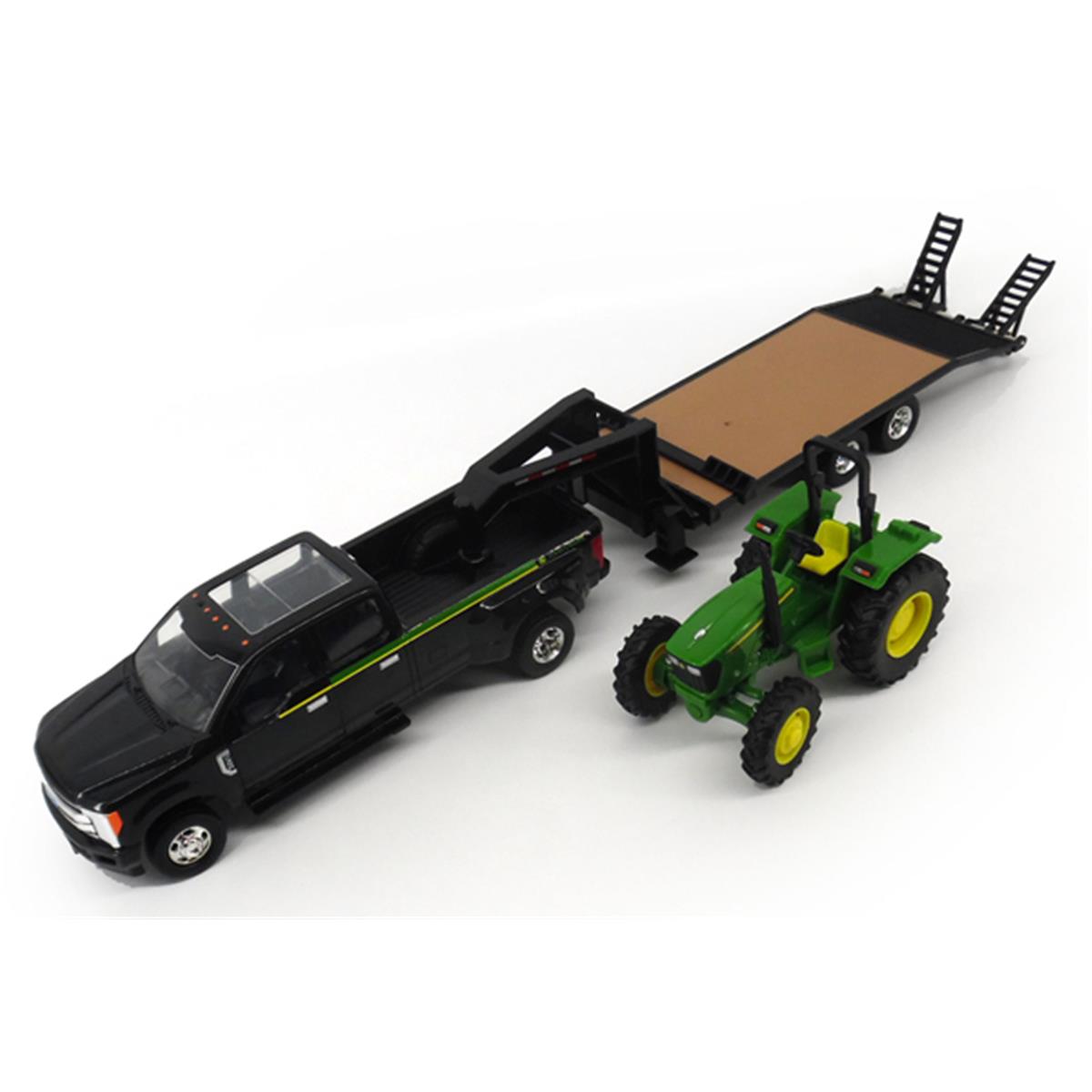 John Deere Dealership Ford F-350 With Trailer Hauling A John Deere 5075e Tractor, 8 Years Above
