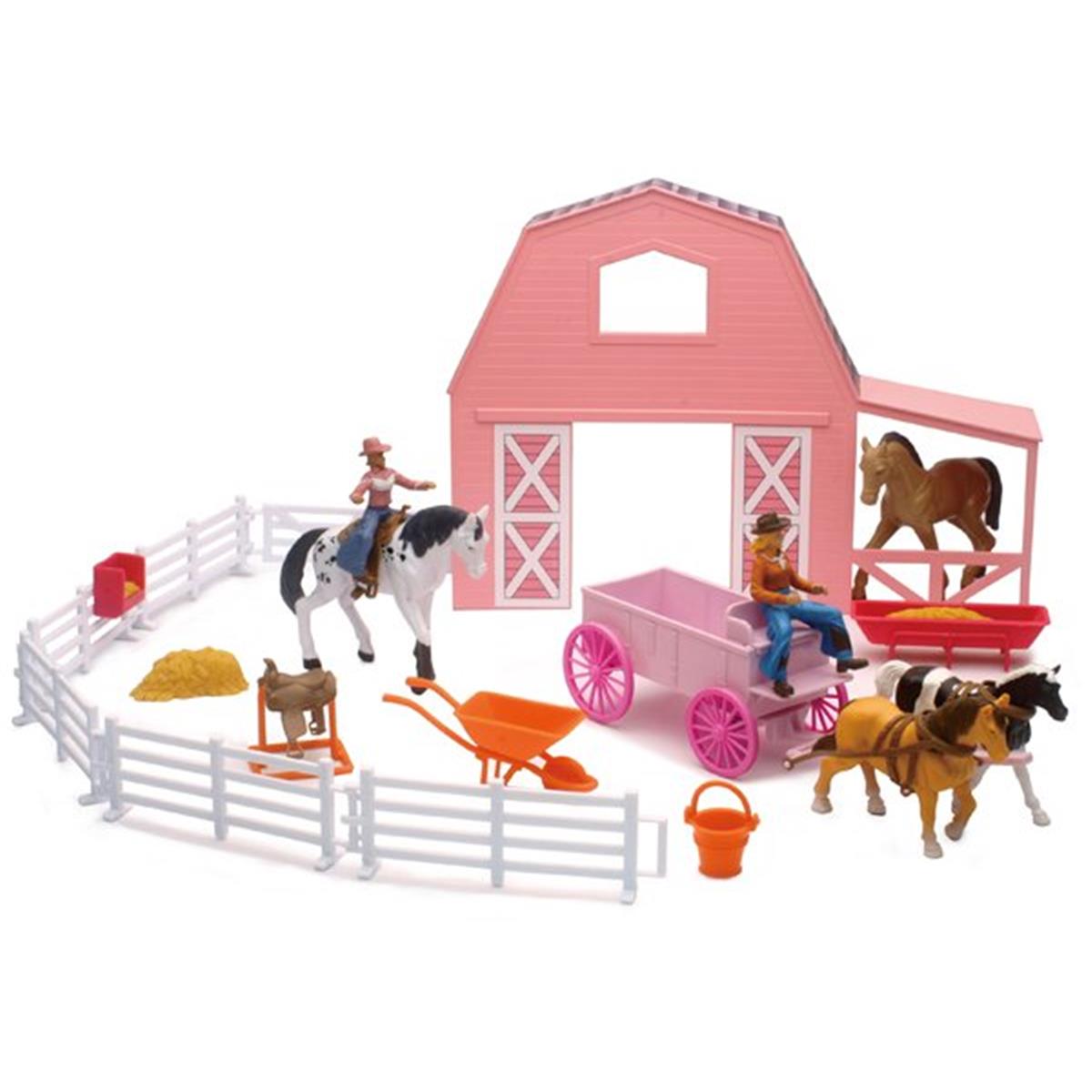 New-ray Newss-05786 Horse Barn Playset Pink Pack Of 6