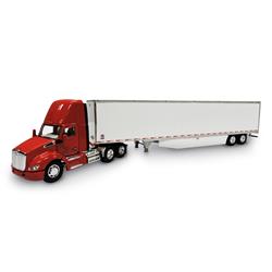 34083 Kenworth T680 Day Cab Toys In Red With 53 Ft. Utility Dry Goods Trailer, 14 Years Above