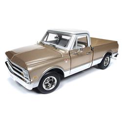 Ame1165 1 By 18 Scale Fleet Side Pickup Model Car For 1968 Chevrolet C10, Gold & White