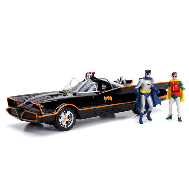 Jad98625 1 By 18 Scale 1966 Classic Tv Series Batmobile With Working Lights Diecast Model Car, Black & Orange