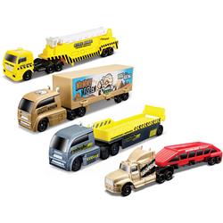 Maisto Mai15021-set-g Fresh Metal Highway Haulers Truck, Yellow & Gray - 4 Piece