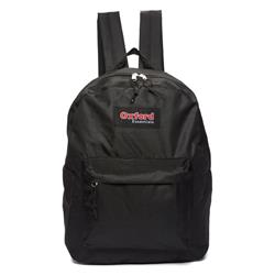 Oxford-blk Zipper School Backpack, Black