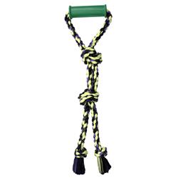 017784 24 In. Flossy Chews Twin Tug With Rubber Handle Dog Toy, Multicolor