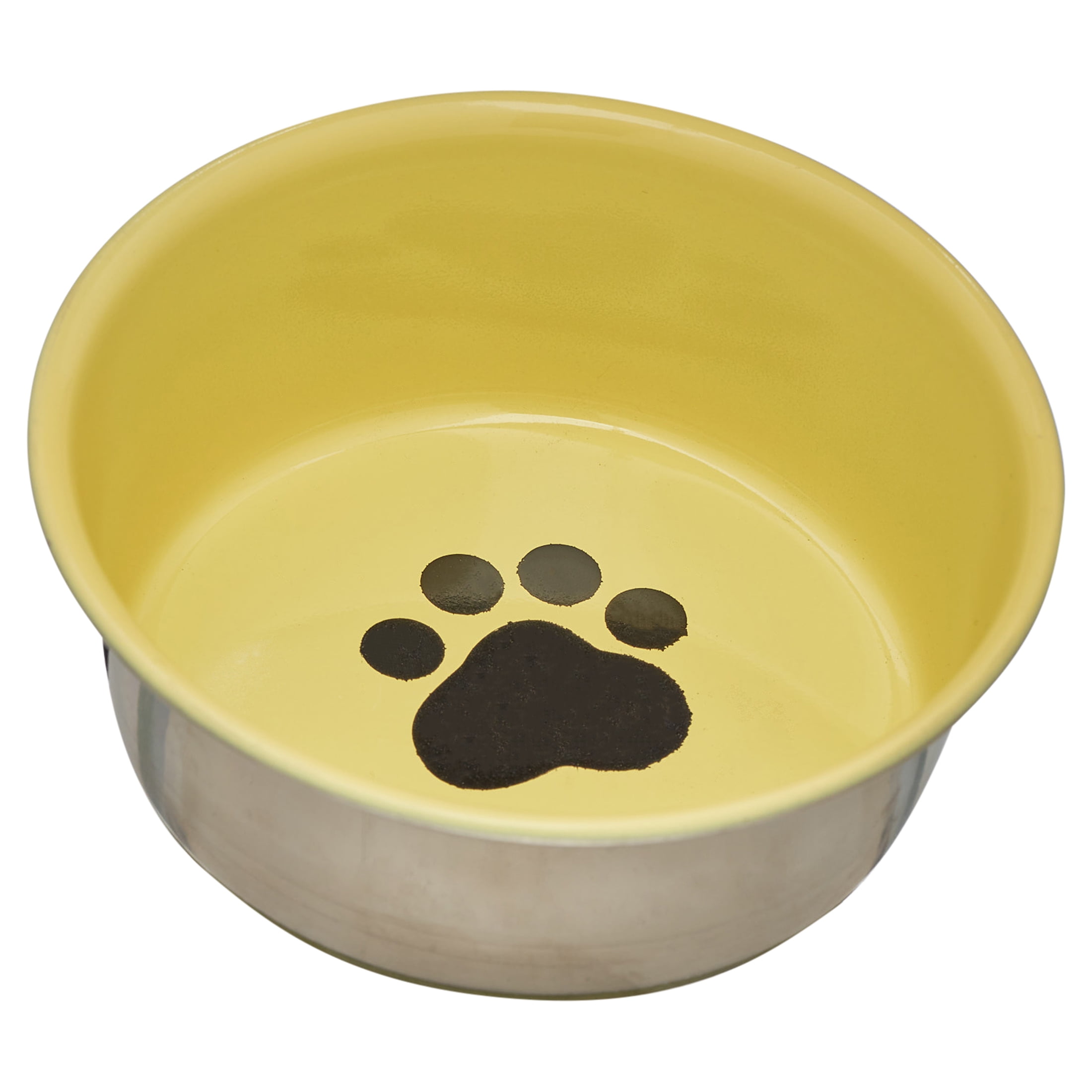 225074 8 Oz Stainless Steel Non-skid Cat Dish With Decorated Enamel Interior - Assorted