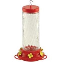 Audubon & Woodlink 991052 30 Oz Feeder Hummingbird Swirl Glass, Pink & Clear