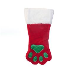 203335 Soft Plush Paw Stocking, Red & Green - Large