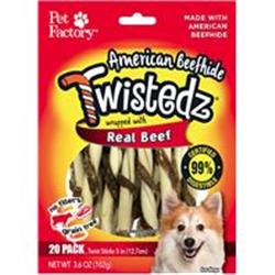 Pet Factory 27620 5 In. Twistedz Beefhide Twist Sticks - Pack Of 20
