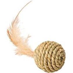 Ethical Cat 52092 2.5 In. Seagrass Ball With Feathers Cat Toy