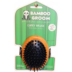 Paws Alcott Bg Curry Os Bamboo Curry Brush With Rubber Bristles, Bamboo