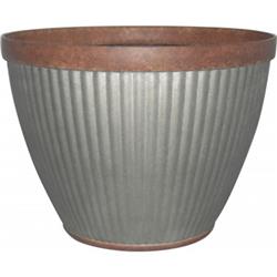 Hdr-046868 20 In Pleated Round-rustic Planter, Galvanized